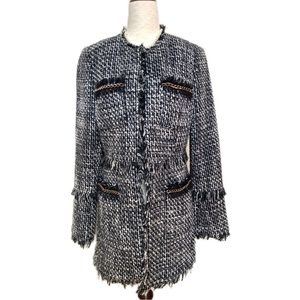 International Concepts tweed and chain fringed open jacket, S